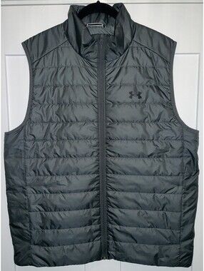 Under Armour Mens Sea Green Sleeveless Mock Neck Full-Zip Puffer Vest Size XL